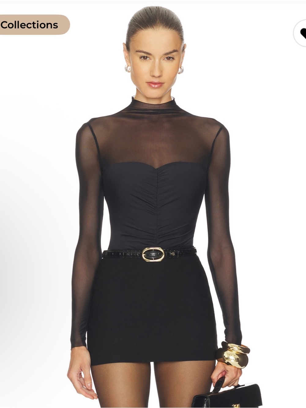 SER.O.YA Black Fede Long Sleeve Bodysuit